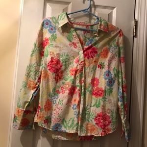 3for $20❤️ izod  button  down flowered top.